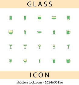 Various Glass Flat Style Icon Set