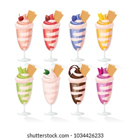 Various Glass Of Ice Cream