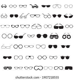 Various glasses for daily use, sun, party, famous. Glasses vectors.