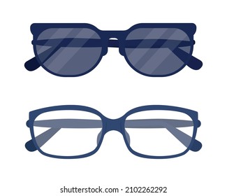 Various glasses semi flat color vector object set. Classic shades. Realistic item on white. Lifestyle isolated modern cartoon style illustration for graphic design and animation collection