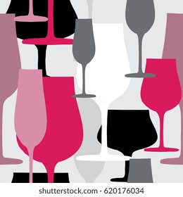 Various glasses silhouettes. Vector illustration on grey background