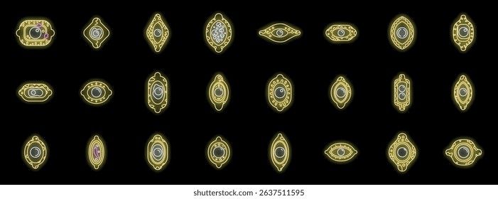 Various glowing neon stomata icons, representing leaf respiration and gas exchange, create a bright and informative visual