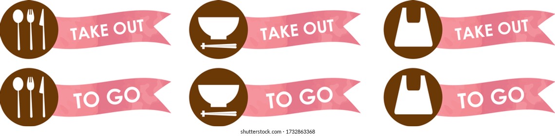 various to go signs for restaurants ,vector illustration