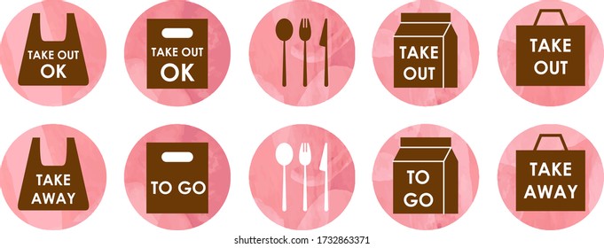 various to go signs for restaurants ,vector illustration