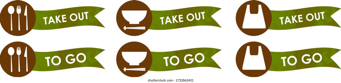 various to go signs for restaurants ,vector illustration