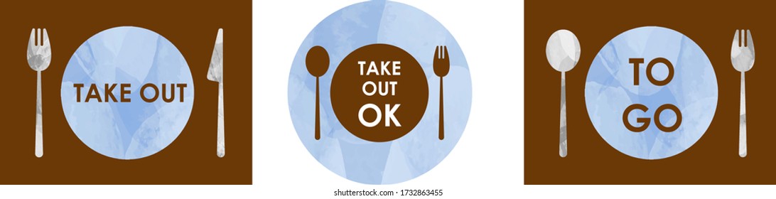 various to go signs for restaurants ,vector illustration
