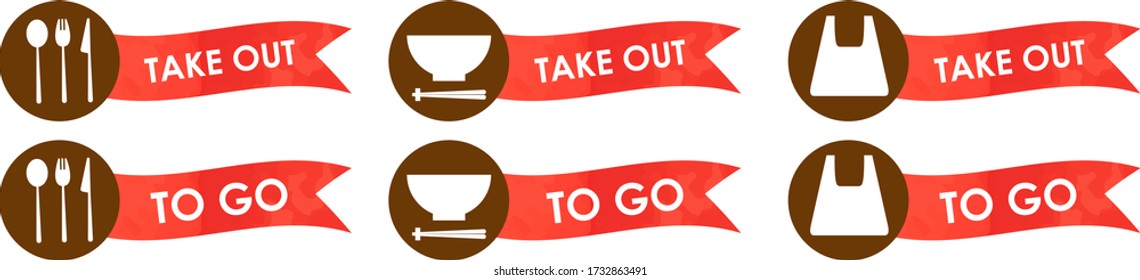 various to go signs for restaurants ,vector illustration