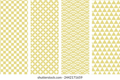 Various gold-colored Japanese pattern sets