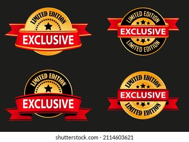 various golden exclusive label for sales and entertainment by vector design