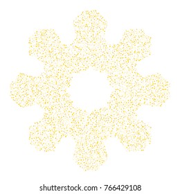 Various golden sand background of random scatter golden geometric figures isolated on white.
