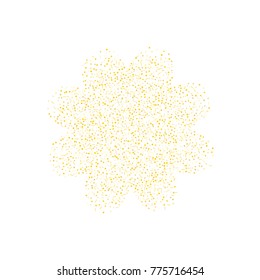 Various golden sand background of random scatter golden geometric figures isolated on white.
