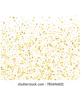 Various golden sand background of random scatter golden geometric figures isolated on white.