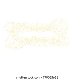 Various golden sand frame or border of random scatter golden geometric figures isolated on white.