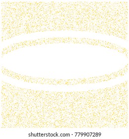 Various golden sand frame or border of random scatter golden geometric figures isolated on white.