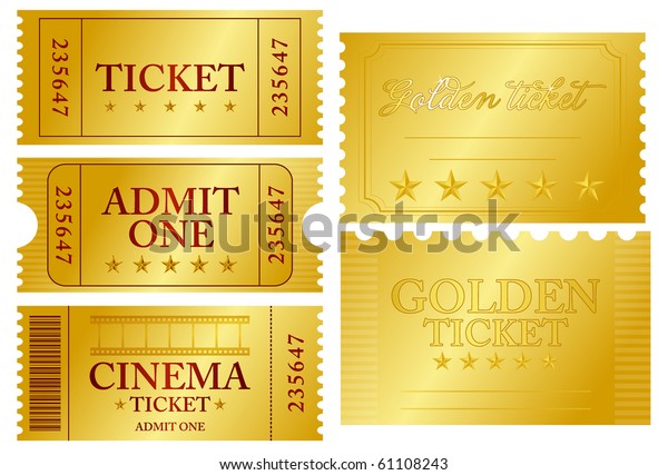 Various golden\
ticket set, vector\
illustration