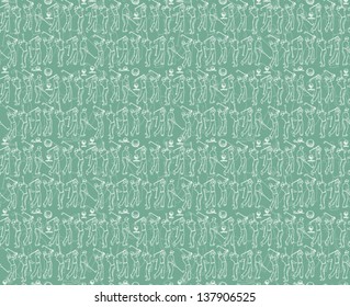 Various golf images & player seamless background