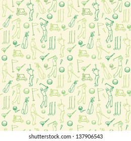 Various golf images & player seamless pattern