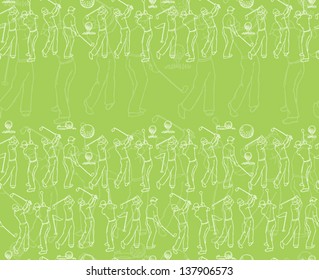 Various golf player seamless background