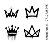 Various graffiti king and queen crowns spray painted black stencil set