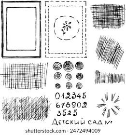 various graphic elements for the design, hand-drawn, vector