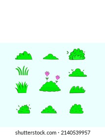Various grass collections in flat design, can be used as design materials
