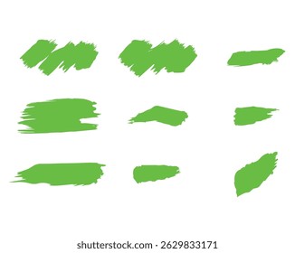 Various Green Brush Stroke Patterns Collection for Digital Art and Design, Vector Illustrator EPS File. 