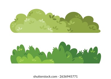 Various Green Bushes and Shrubs Vector