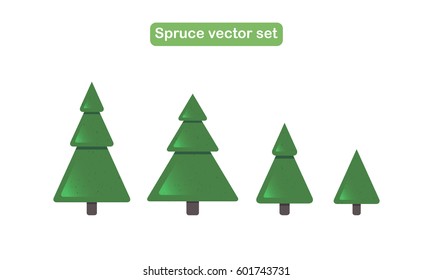 Various green Christmas trees. Vector illustration