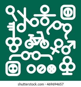 Various green style icon fat line with a circle vector