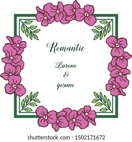 Various greeting card romantic, with design art of purple flower frame. Vector