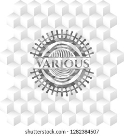 Various grey badge with geometric cube white background
