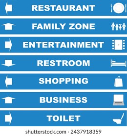 Various guideposts symbols with white arrows pointing in different directions