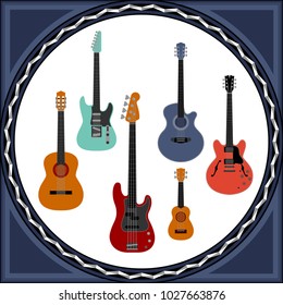 Various guitars set vector illustration