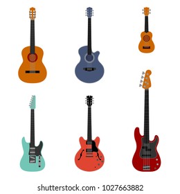 Various guitars set vector illustration