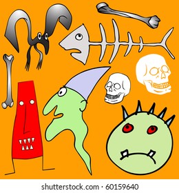 various Halloween elements - vector
