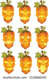 Various Halloween emoji vector illustration set