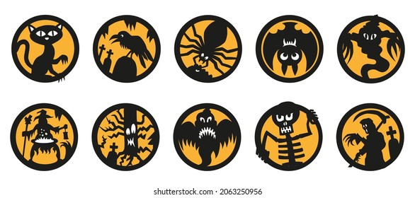 various halloween medals on the white background