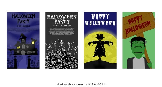 Various Halloween Party Invitations and Halloween Greeting Cards. Halloween Illustration Template for Banners, Flyers, Posters, Sales and All Designs.