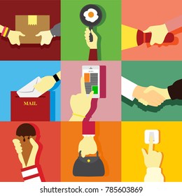 Various Hand Activity Gesture Vector Illustration Graphic Design