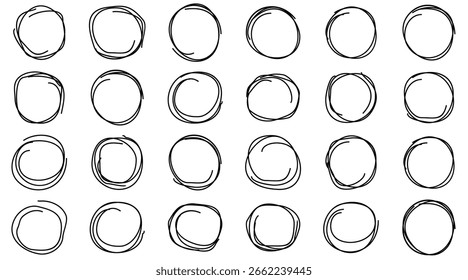 verschiedene Hand doodles Linien in Kreisformen, Vektorgrafiken.