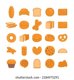 Various hand drawn bread bakery isolated collection