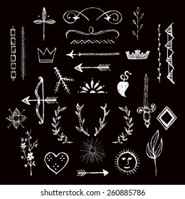 Various hand drawn design elements