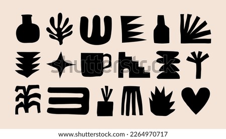 Various hand drawn doodle abstract shape elements. Set of black icons. All elements are isolated. Vector illustration