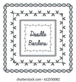 Various Hand Drawn Doodle Border Frames Set