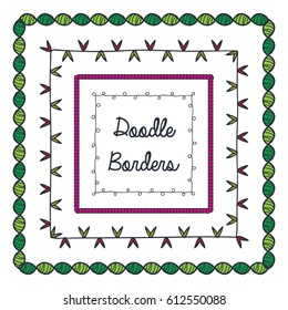 Various Hand Drawn Doodle Border Frames Set