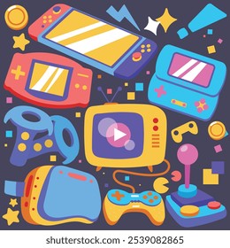 various hand drawn game tools stickers