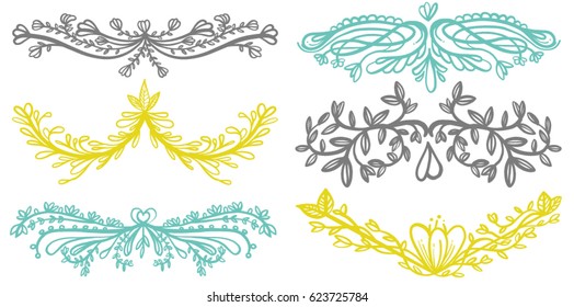 Various Hand Drawn Ornate Floral Boarders