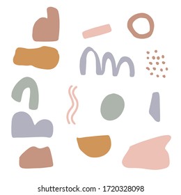 Various hand drawn shapes and doodle objects. Colourful abstract contemporary modern trendy vector pattern. Isolated design. Wallpapers. Perfect for textile prints