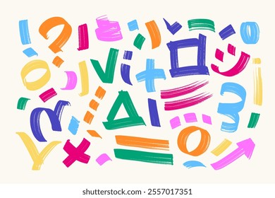 Various Hand drawn Shapes and Doodle objects. Vector artistic elements set. Signs and symbols hand drawn in grunge way.