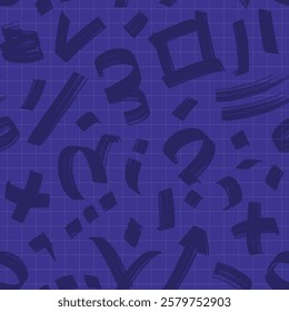 Various hand drawn shapes and doodle objects as a backdrop. Vector seamless pattern with various symbols and signs. Repeatable backdrop in shades of blue. - Powered by Shutterstock - Get 15% off with code: PIKWIZARD15
